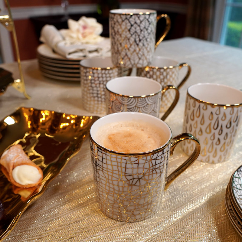 Certified International Mosaic Set Of 6 Gold Plated Mugs & Reviews